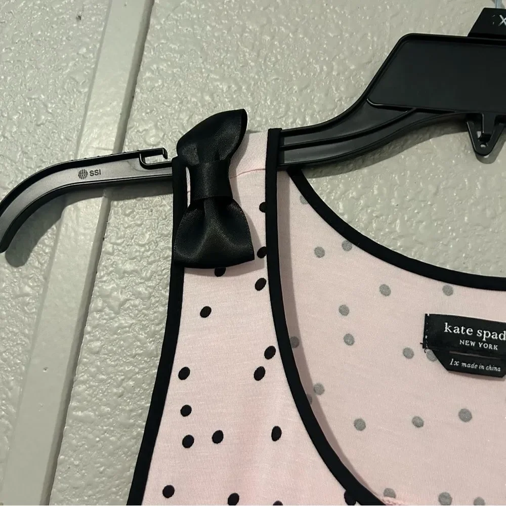 NWT Kate Spade New York Dot-Print Jersey Knit Chemise Pink/ Black Size 1X